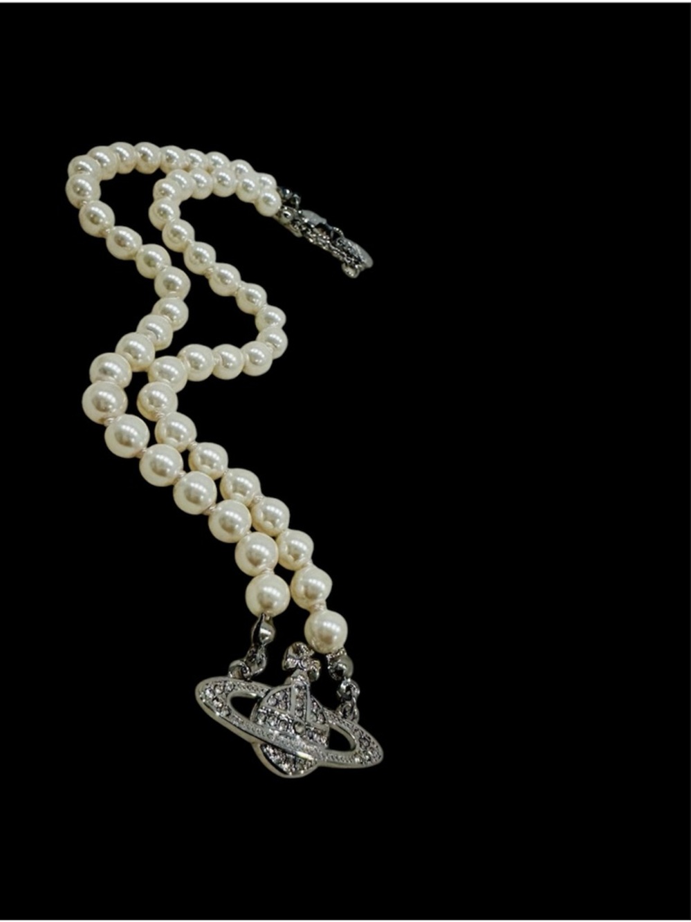 VIVIENNE WESTWOOD PEARL ORB CHOKER SILVER NECKLACE - FULL SET BOX POUCH OS